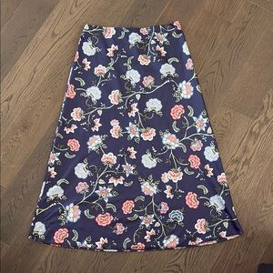 LOFT Pink and White Midi A-Line Skirt Casual Resort Wear